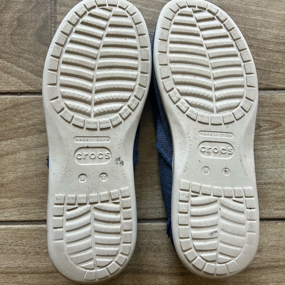 CROCS Men's Dark Blue Canvas Slip-On Loafers - Picture 6 of 7